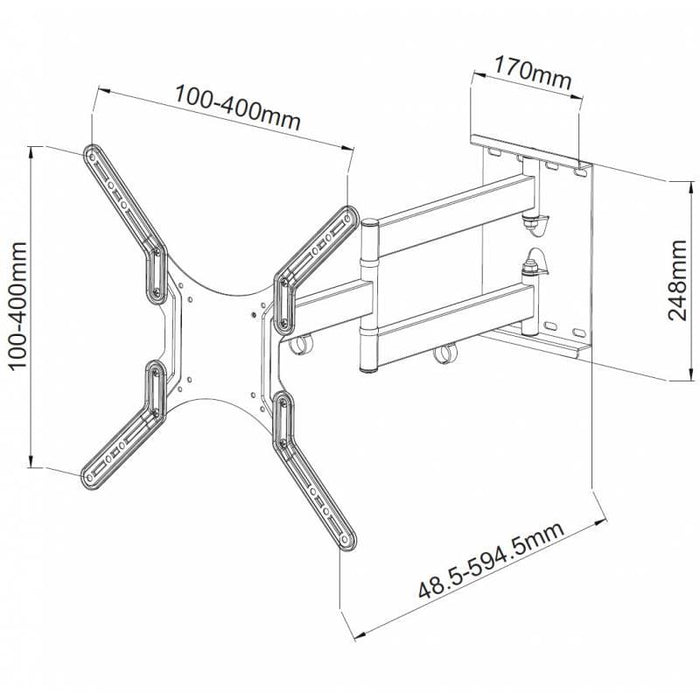 Techly Sieninis laikiklis TV LCD/LED/PDP 23-55'' 45 kg VESA juodas