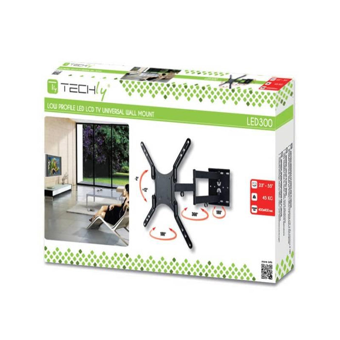 Techly Sieninis laikiklis TV LCD/LED/PDP 23-55'' 45 kg VESA juodas