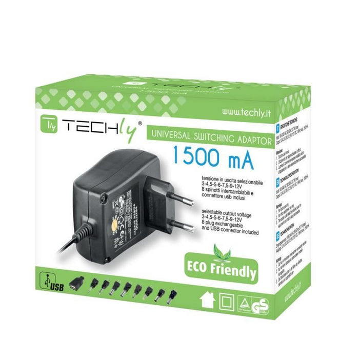 Techly universalus pakrovėjas 3-12V 1.5A 18W su 9 kištukais