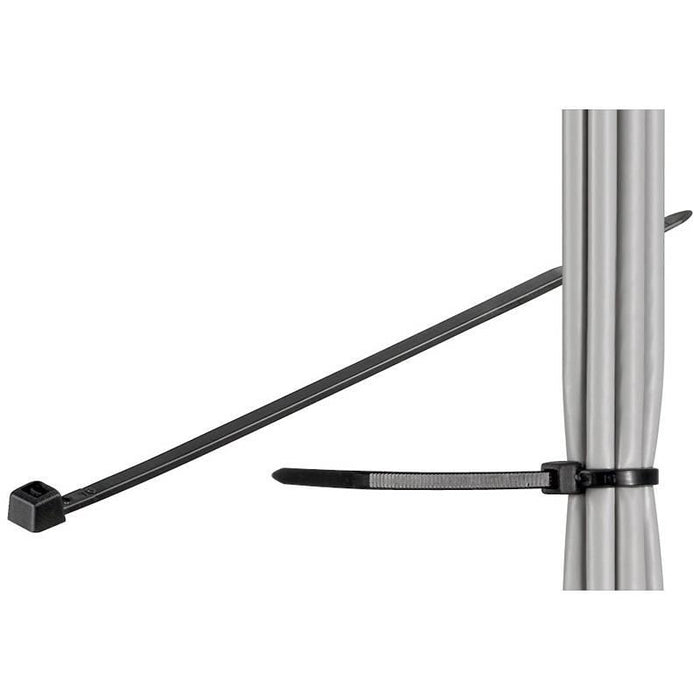 Techly nailono dirželiai 200 x 2.5mm 100 vnt juodi