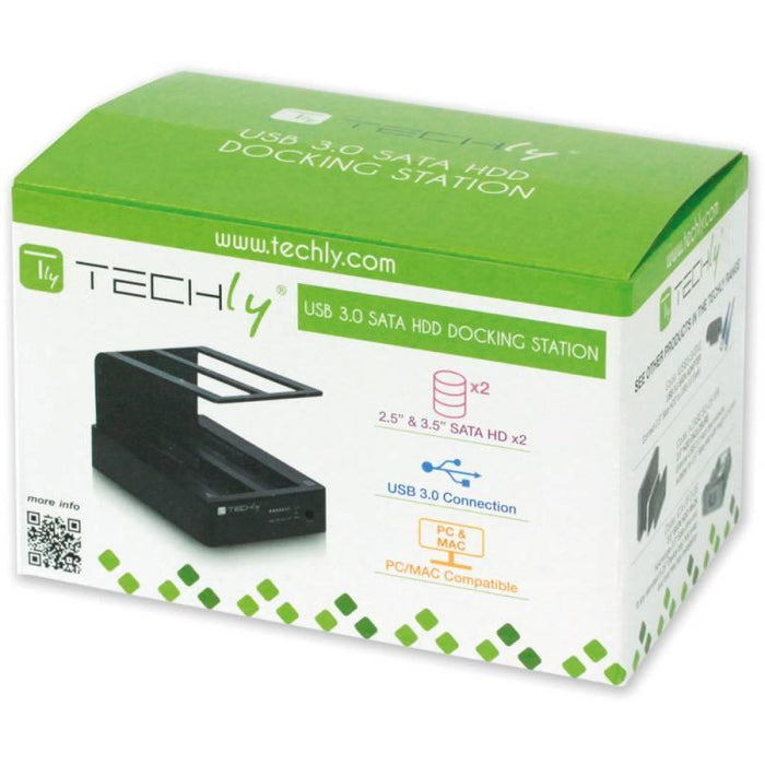 Dokingo stotelė Techly, USB 3.0 dviem diskam SATA 2.5''/3.5'', OTB, klonavimas