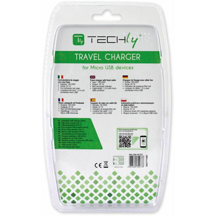 Techly Micro-USB charger 5V 2A with cable, black