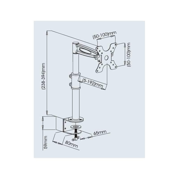 Laikiklis Techly monitoriams LED/LCD 13''-27'' 8kg reguliuojamas, juodas