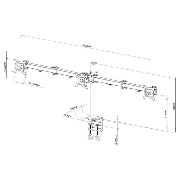 Laikiklis Techly monitoriams LED/LCD 13''-24'' VESA 3x10 kg reguliuojamas