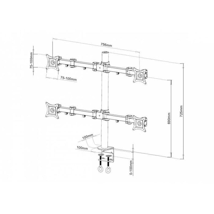 Laikiklis Techly monitoriams LED/LCD 13''-27'' VESA 4x10 kg reguliuojamas