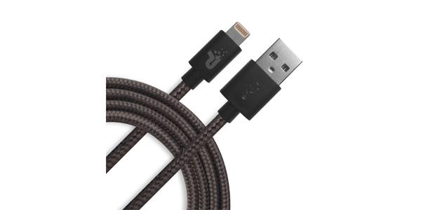 Patriot Charge and Sync Lightning Woven Cable 3.3 ft Lightning/USB grey