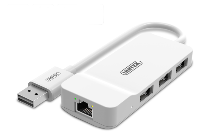 Unitek Hub 3x USB 2.0 + Fast Ethernet, Y-1470
