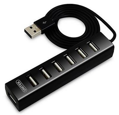 Unitek Hub 7x USB 2.0, juodas, Y-2160
