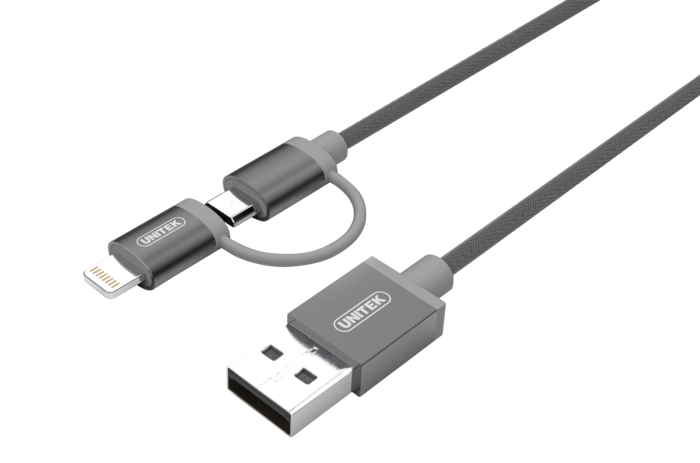 Unitek Žaibas kabelis Lightning/ microUSB 100cm, MFI, Y-C4031GY
