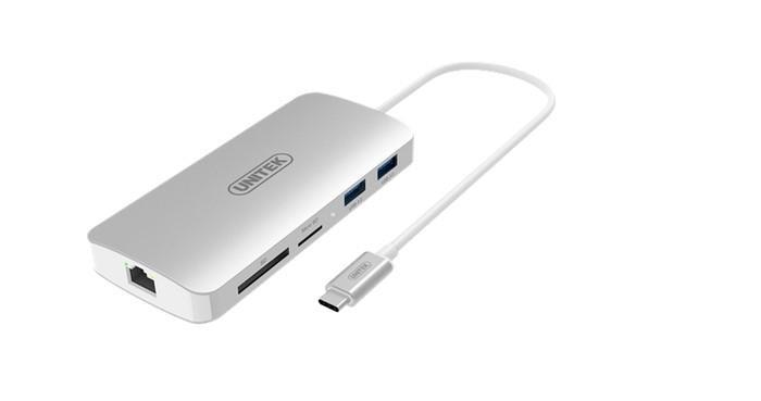 Unitek Hub Power Delivery USBTyp-C+ 2x USB3.0, SD/microSD, 1xHDMI, 1xNET; Y-9115