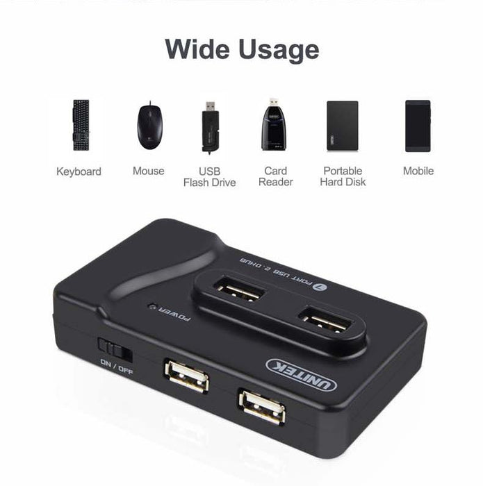 Unitek Hub 6x USB 2.0 + iPad charging 2A; Y-2072
