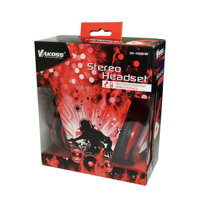 Stereo ausinės su mikrofonu Vakoss Garsumo valdymas SK-428HR Piros