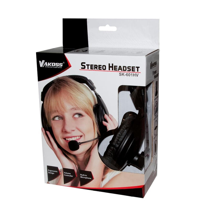 Stereo ausinės su mikrofonu Vakoss Garsumo valdymas SK-601HV Juoda