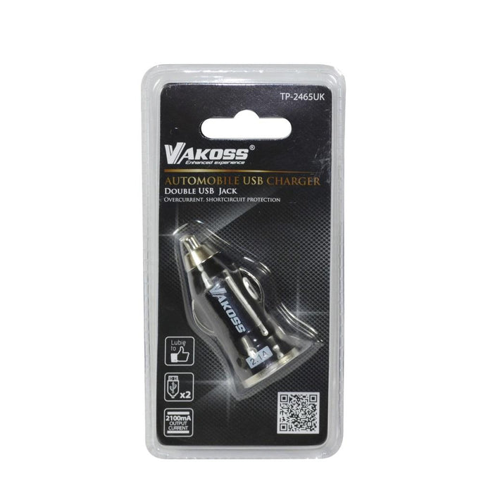Automobilinis įkroviklis Vakoss 2xUSB, 2,1A, DC 12-24V TP-2465UK Juodas