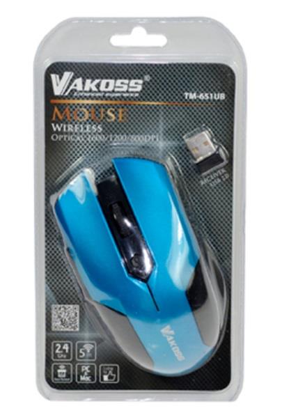 Bevielė optinė pelė Vakoss TM-651UB 6D, 800/1200/1600DPI, 2.4GHz, Mėlyna