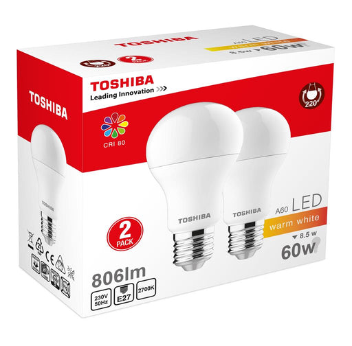 LED Lamp TOSHIBA A60 duo pack | 8,5W (60W) 806lm 2700K 80Ra ND E27