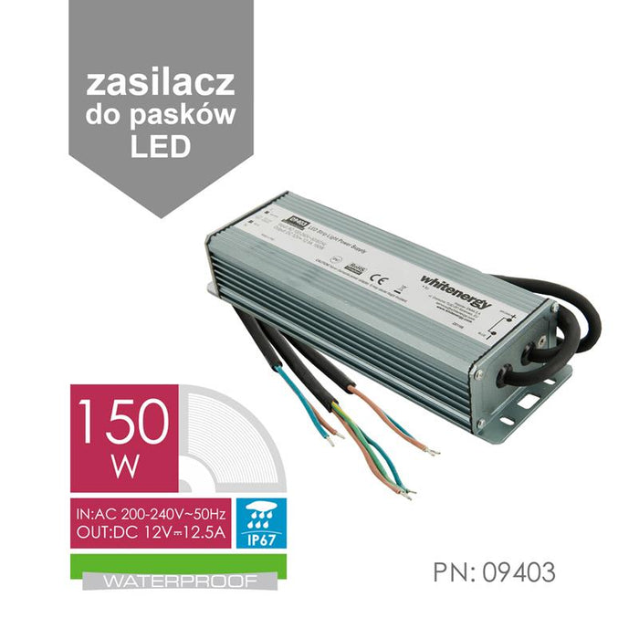 Whitenergy LED maitinimo šaltinis IP67 230V|150W|12V