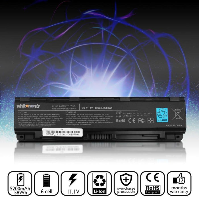 Nešiojamo kompiuterio baterija Whitenergy Toshiba PA5024U-1BRS 11,1V 5200mAh