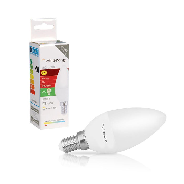 Whitenergy LED lemputė |10xSMD2835| C37 | E14 | 5W | 230V | šilta balta | pienas
