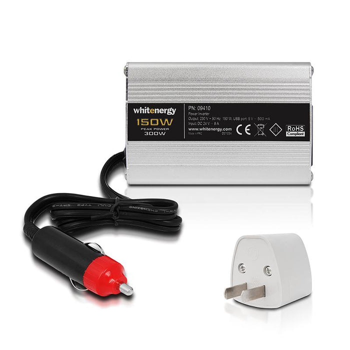 Whitenergy Inverteris DC/AC 24V (automobilis) 230V, 150W USB jungtis