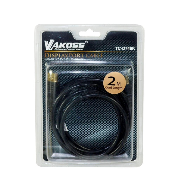 Vakoss Cable DisplayPort M -> DisplayPort M 2m  TC-D746K juoda lizdinė plokštelė