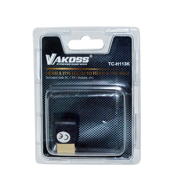 Vakoss Adapter HDMI F -> HDMI M (angular)  TC-H113K, juoda, lizdinė plokštelė