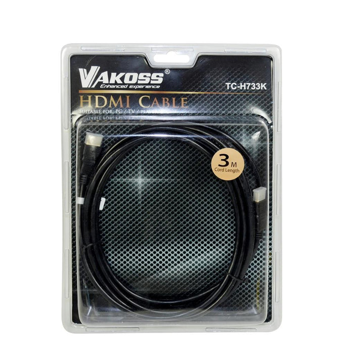 Vakoss Cable HDMI M -> HDMI M 3m  TC-H733K, juoda, lizdinė plokštelė