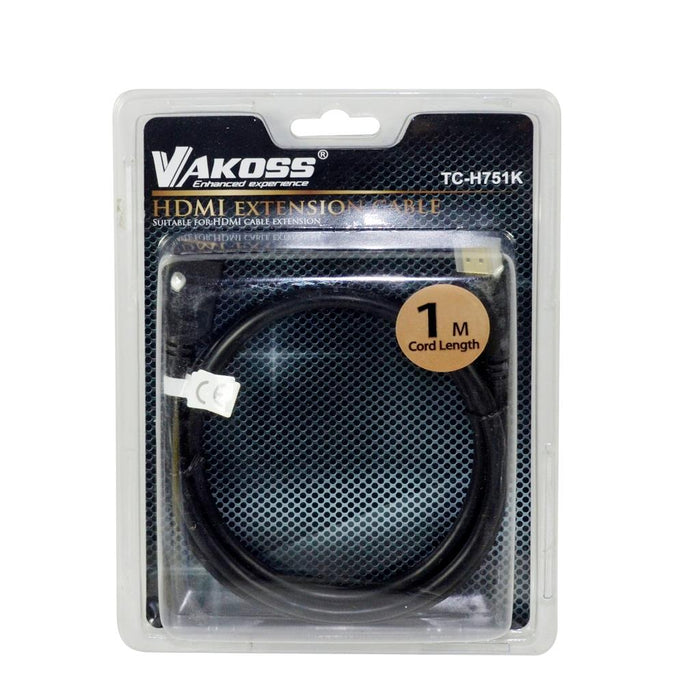 Vakoss Cable HDMI M -> HDMI F 1m  TC-H751K, juoda, lizdinė plokštelė