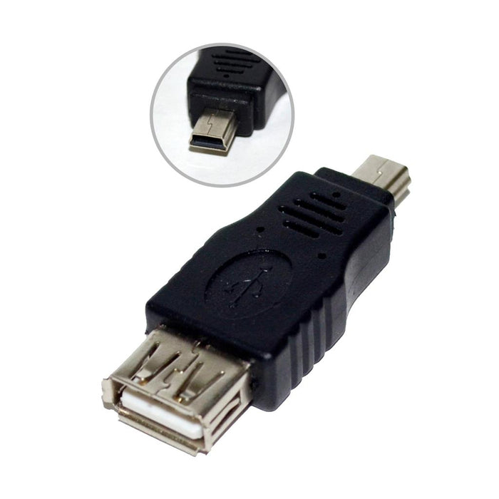 Vakoss Adapter USB 2.0 AF -> mini USB BM  TC-U119K juoda, lizdinė plokštelė