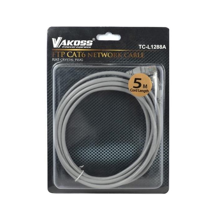 Vakoss Patchcord RJ45 Cat6 FTP 5m  TC-L1288A pilkas lizdinė plokštelė