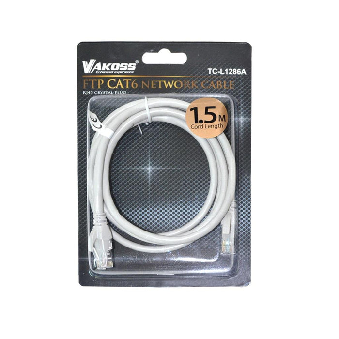 Vakoss Patchcord RJ45 Cat6 FTP 1,5m  TC-L1286A pilkas lizdinė plokštelė
