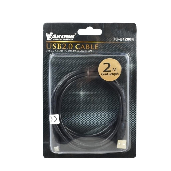 Vakoss microUSB 2.0 kabelis A-B M/M 2m, Duomenų perdavimo ir įkrovimo, lizdinė