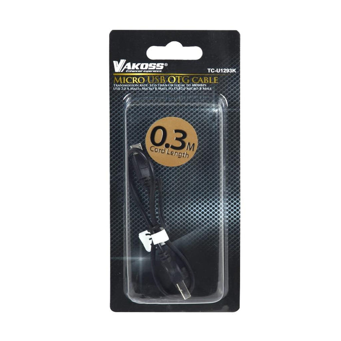 Vakoss OTG Cabel, USB + microUSB 2.0 A+B M/B M, 0,3m,  2in1,  lizdinė plokštelė