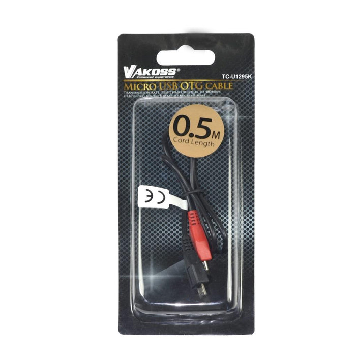 Vakoss OTG Cabel, micro USB 2.0 B-B M/M  0,5m, OTG, juoda, lizdinė plokštelė
