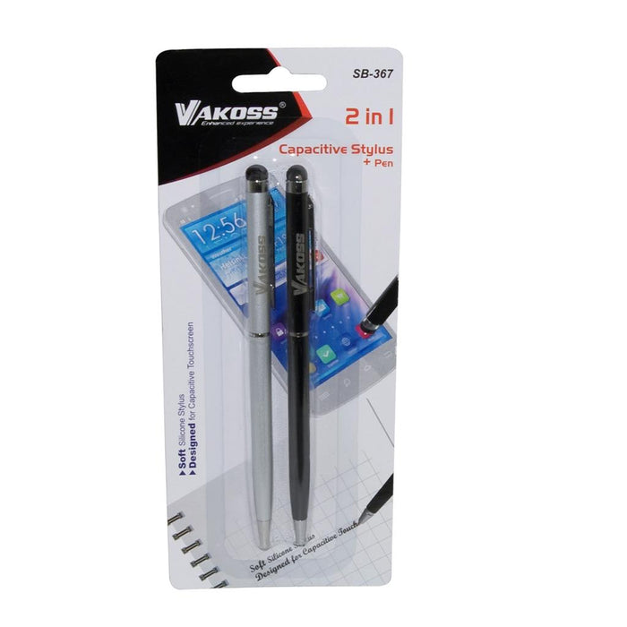 VAKOSS Pieštukas jautriais ekranais / tušinukas 2in1  SB-367 2-pack silver/black