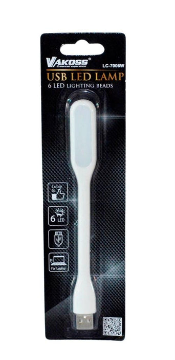 VAKOSS USB lempa nešiojamojo kompiuterio, 6 LED, LC-7006W balta