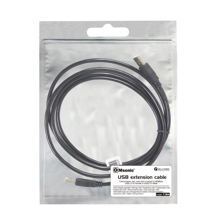MSONIC kabelis USB 2.0 A-A M/M  1,8m MLU1296K juodas