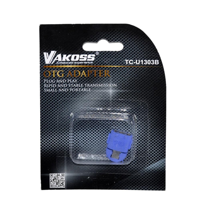 VAKOSS Mikro USB adapteris, OTG  A-B F/M  mėlynas, lizdinė plokštelė-kartono
