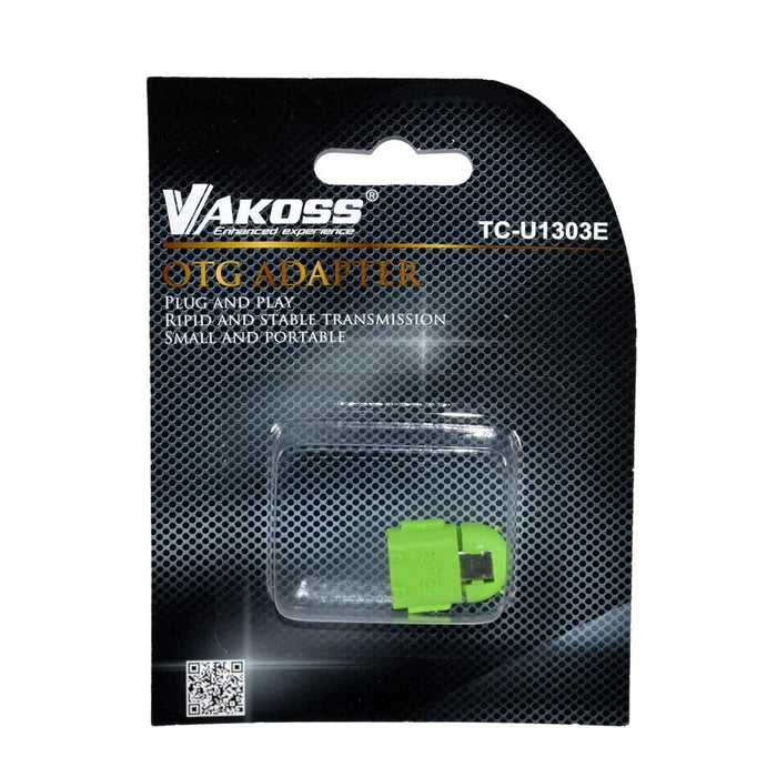 VAKOSS Mikro USB adapteris, OTG  A-B F/M  žalias, lizdinė plokštelė-kartono