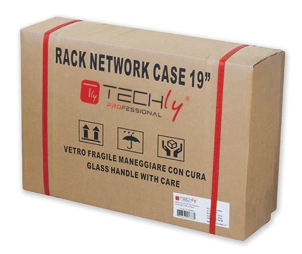 TechlyPro Sieninė spintelė 19 "6U / 320 mm stiklinės durelės, pilka