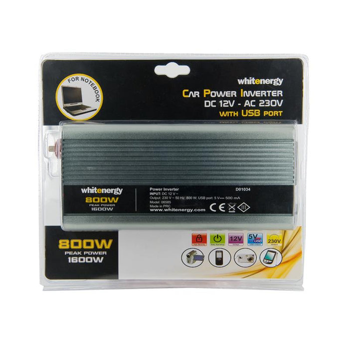 Whitenergy Inverteris AC/DC 12V (automobilis) 230V, 800W USB jungtis