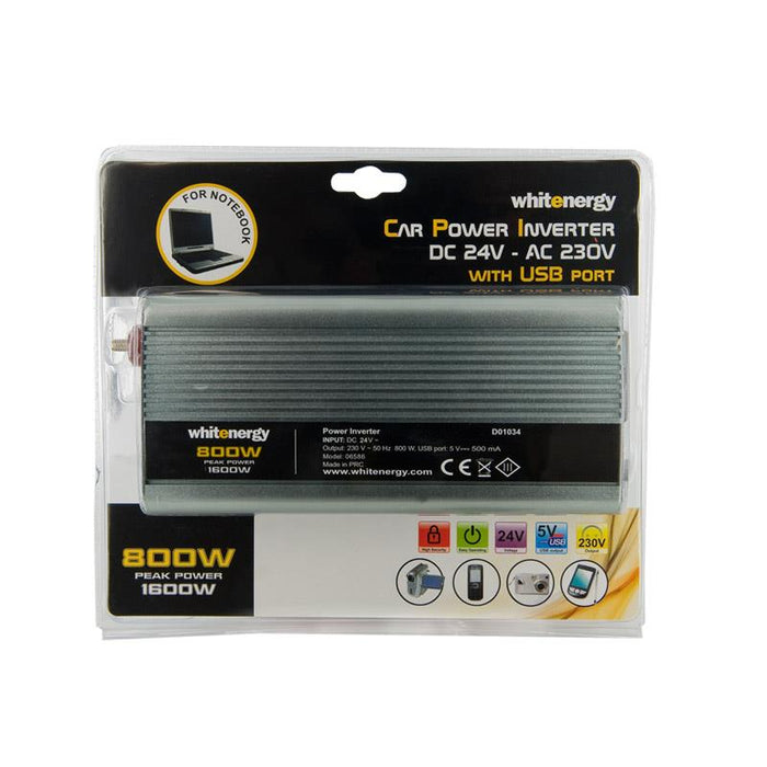 Whitenergy Inverteris AC/DC 24V (automobilis) 230V, 800W USB jungtis
