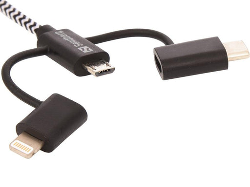 Sandberg 3in1 Lightning+MicroUSB+USB-C 1m