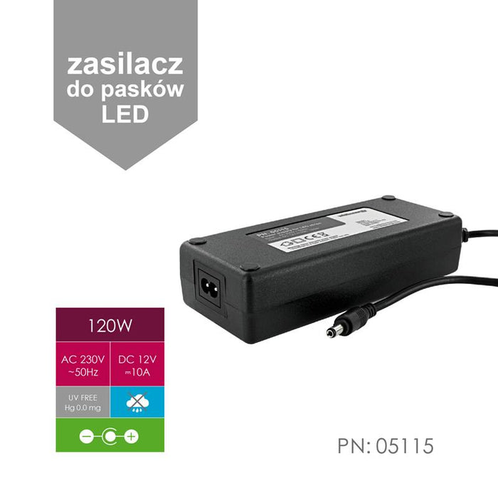 Whitenergy LED juostų maitinimo šaltinis 120W | 12V DC | 10A | vidinis