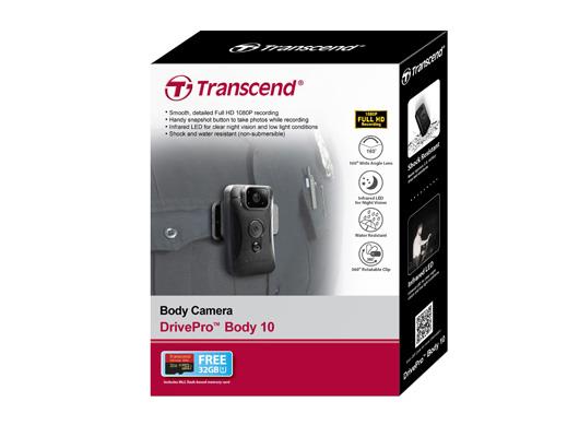 Transcend DrivePro Body 10, Body Camera, Full HD/30FPS, 32GB microSDHC