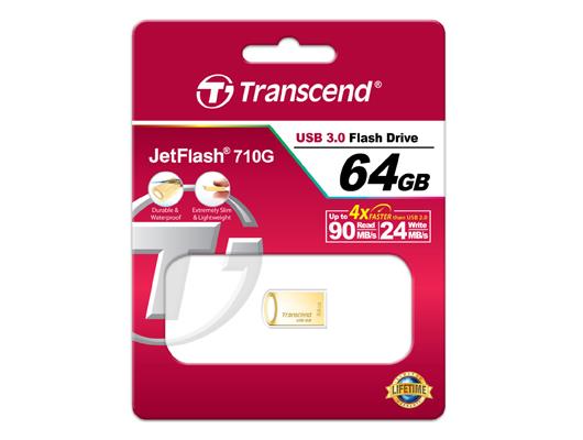 Atmintukas Transcend JetFlash 710, 64GB , Gold Plating