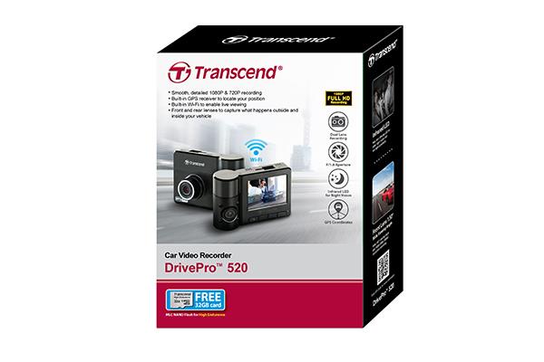 Transcend Car Video Recorder DrivePro 520 32GB, Dual Lens