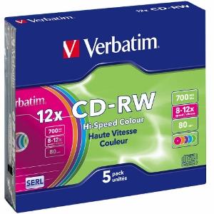 CD-RW Verbatim [ slim jewel case 5 | 700MB | 12x | Spalva ]