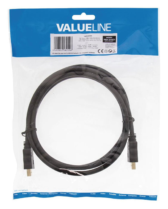 Kabelis HDMI Valueline High Speed Ethernet, HDMI - HDMI 1,50 m, juodas