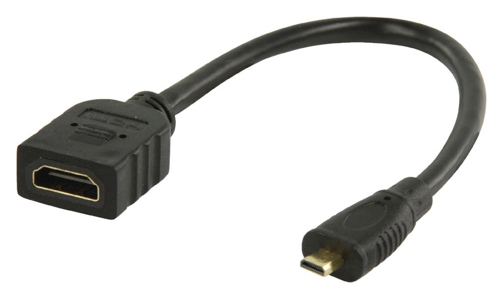 Kabelis HDMI High Speed Valueline, Ethernet HDMI mikro - HDMI 0,20 m juodas